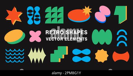 Collection de formes géométriques abstraites rétro Illustration de Vecteur