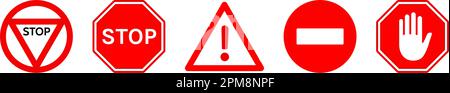 Ensemble de panneaux d'arrêt et d'interdiction. Icône interdite définir une illustration vectorielle plate Illustration de Vecteur