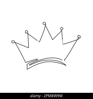 Couronne en ligne continue. Mise en plan d'une ligne. Illustration vectorielle isolée dessinée à la main. Illustration de Vecteur