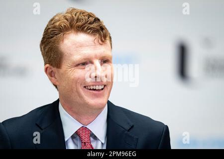 Joe Kennedy, envoyé spécial DES ÉTATS-UNIS pour l'Irlande du Nord, s'exprime à l'université d'Ulster à Belfast, où le président américain Joe Biden a prononcé son discours d'ouverture lors de sa visite sur l'île d'Irlande. Date de la photo: Mercredi 12 avril 2023. Banque D'Images
