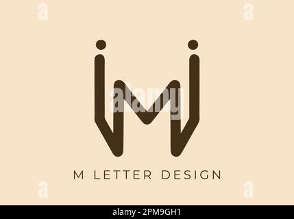 Ligne unique mono en couleur de la lettre M initiale Illustration de Vecteur