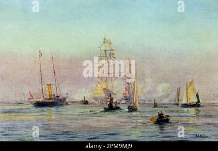 Port de Portsmouth, c1912 par William Lionel Wyllie. De : la flotte de combat britannique, sa création et sa croissance tout au long des siècles ... c1915 Banque D'Images