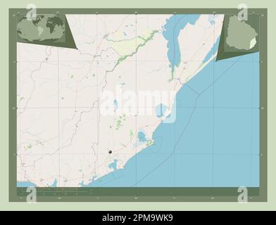 Rocha, département de l'Uruguay. Ouvrez la carte des rues. Cartes d'emplacement auxiliaire d'angle Banque D'Images