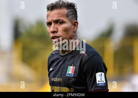 Une fois Caldas Dayro Moreno pendant le match de la Ligue BetPlay Dimayor entre Once Caldas et Equidad à Bogota, Colombie sur 11 avril 2023. Photo de: Cristian Bayona/long Visual Press Banque D'Images