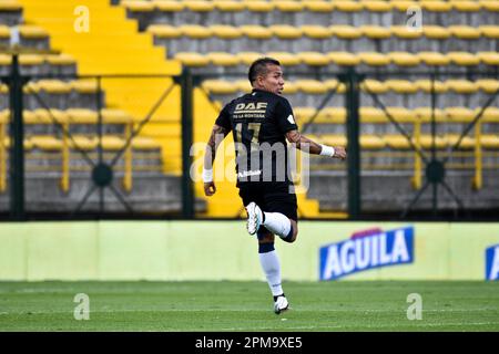 Une fois Caldas Dayro Moreno pendant le match de la Ligue BetPlay Dimayor entre Once Caldas et Equidad à Bogota, Colombie sur 11 avril 2023. Photo de: Cristian Bayona/long Visual Press Banque D'Images