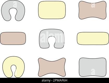 Ensemble d'oreillers et d'appuie-tête. Illustration de Vecteur