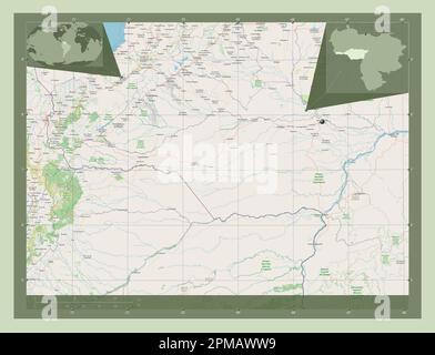 Apure, État du Venezuela. Ouvrez la carte des rues. Cartes d'emplacement auxiliaire d'angle Banque D'Images