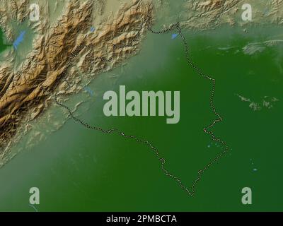 Portuguesa, État du Venezuela. Carte d'altitude en couleur avec lacs et rivières Banque D'Images