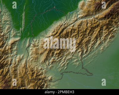 Tachira, État du Venezuela. Carte d'altitude en couleur avec lacs et rivières Banque D'Images