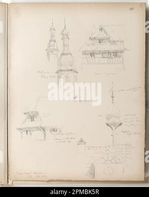 Page d'album, Black Forest Sketches ; Whitney Warren Jr (États-Unis, 1864–1943) ; Allemagne ; graphite, sur papier vélin crème avec reliure à l'aide de tissu ; 31,1 x 23,7 cm (12 1/4 x 9 5/16 po), irrégulier Banque D'Images