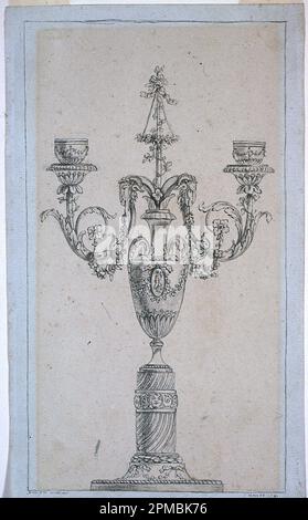 Dessin, projet pour un candélabre; France; stylo et encre, pinceau et lavage, sur papier. 29 x 17,3 cm (11 7/16 x 6 13/16 po) Banque D'Images