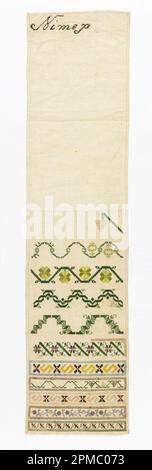 Sampler (Mexique); broderie de soie, fondation de lin; Warp x Weft: 57 x 14 cm (22 7/16 x 5 1/2 po.); Bequest de Mme Henry E. COE; 1941-69-136 Banque D'Images