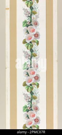 Bordure (France); imprimé en bloc et floqué sur du papier machine; a) hors tout: 80 x 13 cm (31 1/2 x 5 1/8 po.) b) hors tout : 58,5 x 6 cm (23 1/16 x 2 3/8 po) Banque D'Images