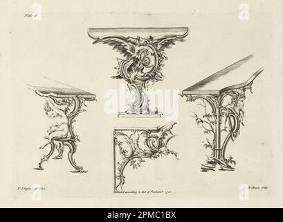 Imprimé, planche 18 en cent cinquante nouveaux dessins; conçu par Thomas Johnson (anglais, 1714–1778); gravé par Butler Clowes; Angleterre; gravure sur papier crème, lié dans le livre; 27,3 x 38,1 x 47,6 cm (10 3/4 x 15 x 18 3/4 po) Banque D'Images