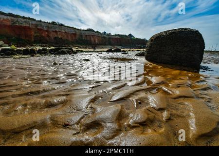 Drone Hunstanton Beach à marée basse. Banque D'Images