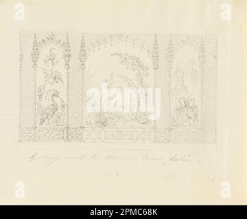 Dessin, Design for North Wall, Yellow Drawing Room, Royal Pavilion, Brighton; éventuellement par Robert Jones (britannique, active, début du 19th siècle); Angleterre; graphite sur papier; Tapis : 35,6 x 45,7 cm (14 x 18 po) 24,8 x 29,3 cm (9 3/4 x 11 9/16 po) Banque D'Images