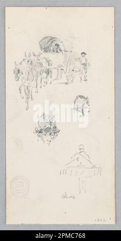 Dessin, cheval et chariot; Robert Frederick Blum (américain, 1857–1903); États-Unis; graphite sur papier vélin; 17,8 × 8,9 cm (7 po. × 3 1/2 po) Banque D'Images