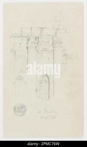 Dessin, détail architectural, Temple de Bacchus, Baalbek; église Frederic Edwin (américaine, 1826–1900); États-Unis; graphite sur papier gris-vert; 12,4 × 20,9 cm (4 7/8 × 8 1/4 po.) Banque D'Images