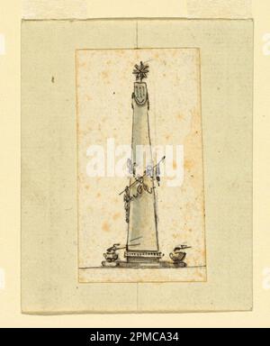 Dessin, Design for a Monument; conçu par Giuseppe Barberi (italien, 1746–1809); Italie; stylo et encre, pinceau et lavage sur papier Banque D'Images