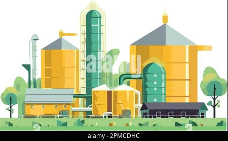 Récolte de blé sur une ferme rurale Illustration de Vecteur