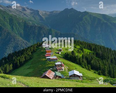 Vue sur le plateau de Pokut. Été. Voyage en Turquie. Région de la mer Noire à Türkiye. Camlihemsin, Rize Banque D'Images