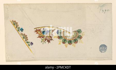 Dessin, dessin pour la broderie d'un gilet de costume d'homme; France; traçage, pinceau et gouache sur papier; 13,8 × 25,8 cm (5 7/16 × 10 3/16 po) Banque D'Images