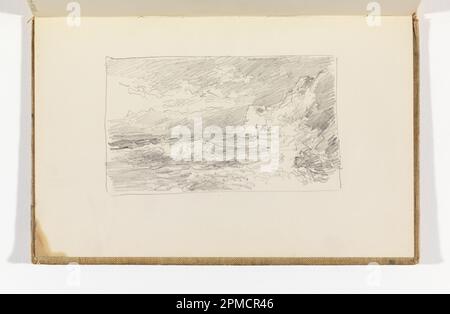 Carnet d'esquisses Folio, vagues se brisant sur la plage avec falaises à droite; William Trost Richards (américain, 1833–1905); États-Unis; graphite sur papier vélin crème; 7,8 x 13,4 cm (3 1/16 x 5 1/4 po), feuille irrégulière: 13,7 x 21,5 cm (5 3/8 x 8 7/16 po) Banque D'Images