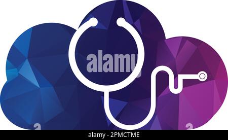 Modèle de conception du logo Health Consult. Stéthoscope isolé sur bulle chat symbole stéthoscope logo design vecteur Illustration de Vecteur