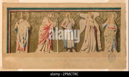 Dessin, Etude de 'retable de Saint-Germer-de-Fly,' Paris, France; Francis Augustus Lathrop (américain, 1849 - 1909); Etats-Unis; pinceau et aquarelle, graphite sur papier; 14,2 × 26,5 cm (5 9/16 × 10 7/16 po) ; 1914-38-1-b Banque D'Images