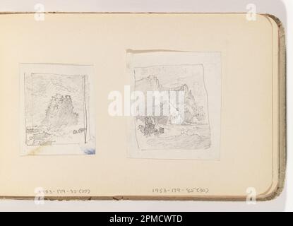 Album page, Cliffs and Ocean; William Trost Richards (américain, 1833–1905); États-Unis; graphite sur papier blanc, doublé; 6,8 x 6,8 cm (2 11/16 x 2 11/16 po), irrégulier Banque D'Images