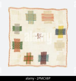 Sampler sombre; broderie de soie sur une fondation en coton Banque D'Images
