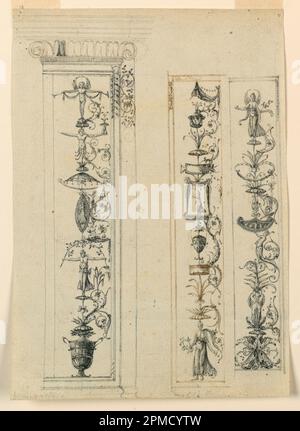 Dessin, Candelabrum Designs; attribué à Giovanna Benati (italienne, 1775 - 1800); Italie; graphite, plume et bistre, brossez et lavez sur du papier Banque D'Images