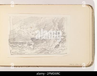 Album page, Cliffs and Ocean in Sunlight; William Trost Richards (américain, 1833–1905); États-Unis; graphite sur papier, doublé; 8,5 x 12,1 cm (3 3/8 x 4 3/4 po), irrégulier Banque D'Images