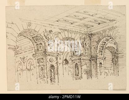 Dessin, Stage Design, Palace Interior; Italie; encre de plume et de bistre sur papier Banque D'Images