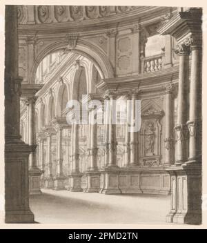 Dessin, Stage Design, intérieur de Renaissance Portico; Italie; encre de plume et de bistre, pinceau et laver sur papier Banque D'Images