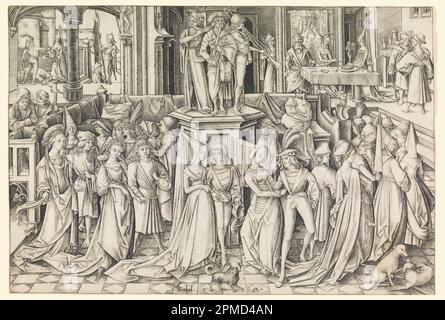 Print, Dance of the Daughters of Herodias; Print Maker: Israhel van Meckenem (allemand, ca. 1440 - 1503); Allemagne; gravure sur papier blanc; 21,4 x 31,8 cm (8 7/16 x 12 1/2 po); 1958-122-5 Banque D'Images