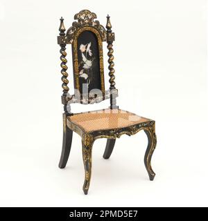 Chaise latérale (Angleterre); papier mâché, vernis noir doré, nacre; 94,8 x 44,3 x 43 cm (37 5/16 x 17 7/16 x 16 15/16 po) Banque D'Images