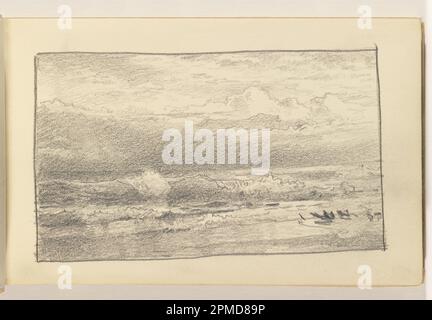 Carnet d'esquisses Folio, Shoreline with Breaking Waves and Puffy Clouds ; William Trost Richards (américain, 1833–1905) ; États-Unis ; graphite sur papier vélin crème, relié ; 8,9 x 15,5 cm (3 1/2 x 6 1/8 po) Feuille : 11,7 x 18,9 cm (4 5/8 x 7 7/16 po) Banque D'Images