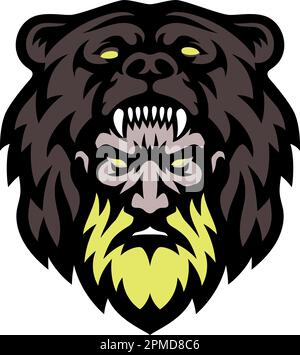 Berserker The Warrior porte l'ours tête peau de mascotte Design Illustration de Vecteur