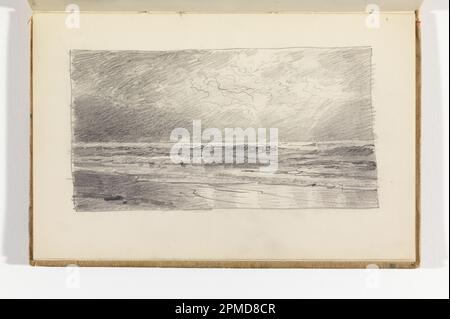 Carnet d'esquisses Folio, Seascape with Beach and Sun Breaking through Clouds ; William Trost Richards (américain, 1833–1905) ; États-Unis ; graphite sur papier vélin crème ; 9,1 x 17,2 cm (3 9/16 x 6 3/4 po) Feuille : 13,7 x 21,5 cm (5 3/8 x 8 7/16 po) Banque D'Images