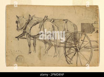 Dessin, chevaux et chariot (l'excursion pique-nique); Winslow Homer (américain, 1836–1910); États-Unis; graphite sur papier vélin blanc cassé; feuille: 10,2 x 15,3 cm (4 x 6 po) Banque D'Images