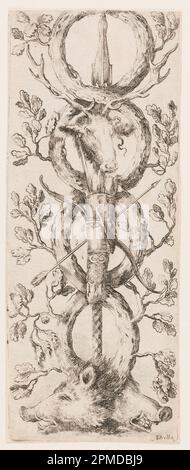 Imprimé, ornamenti o Grottesche (ornement grotesque); conçu par Stefano della Bella (italien, 1610–1664); Italie; gravure sur papier couché Banque D'Images