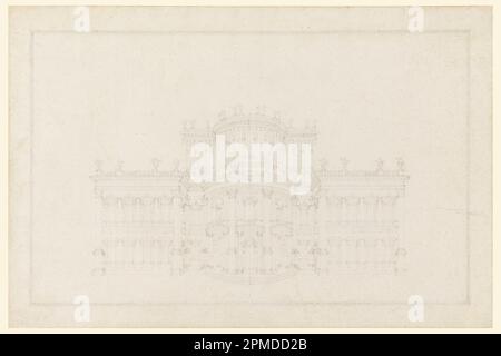 Dessin, dessin pour la façade d'une villa; attribué à Johann Fischer von Erlach (1650 – 1723); attributions: Mattia de Rossi (1637–1695), Domenico Martinelli (1650 – 1718); Italie; graphite (point d'entrée); 25,2 x 38 cm (9 15/16 x 14 15/16 po) Tapis : 35,6 x 45,7 cm (14 x 18 po) Banque D'Images