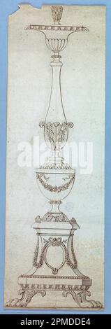Dessin, projet pour un Candelabrum; Italie; graphite, stylo et encre, pinceau et bistre sur papier Banque D'Images
