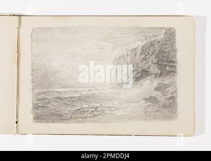 Sketchbook Folio, étude rapide des vagues sur les rochers et les hauts falaises sombres ; William Trost Richards (américain, 1833–1905) ; États-Unis ; graphite sur papier vélin crème ; 10 x 15,6 cm (3 15/16 x 6 1/8 po.) Feuille : 12,5 x 19 cm (4 15/16 x 7 1/2 po) Banque D'Images