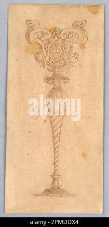 Dessin, projet pour un Candelabrum; Italie; graphite, pinceau et aquarelle sur papier Banque D'Images