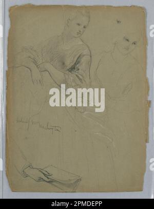 Dessin, Etude de la femme debout pour 'la Cour républicaine' (Lady Washington's Reception Day); Daniel Huntington (américain, 1816–1906); Etats-Unis; graphite, Craie blanche sur papier vélin gris; 31,1 x 23,8 cm (12 1/4 x 9 3/8 po.); Béquest d'Erskine Hewitt; 1942-50-191 Banque D'Images