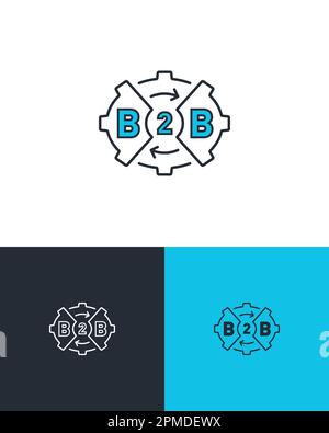 Symbole d'accord commercial et de transaction avec engrenage. B2B concept de service. Icône vectorielle sur trois arrière-plans différents. Illustration de Vecteur