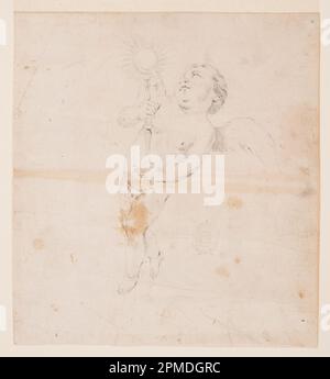 Dessin, Ange portant une Monstruce; éventuellement par Francesco Solimena (italien, 1657–1747); Italie; craie noire sur papier; 19,5 × 17,8 cm (7 11/16 × 7 po) Banque D'Images