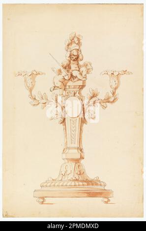 Dessin, dessin pour un Candlestick; France; stylo et encre, pinceau et sépia, graphite sur papier; 44 x 29,4 cm (17 5/16 x 11 9/16 po) Banque D'Images